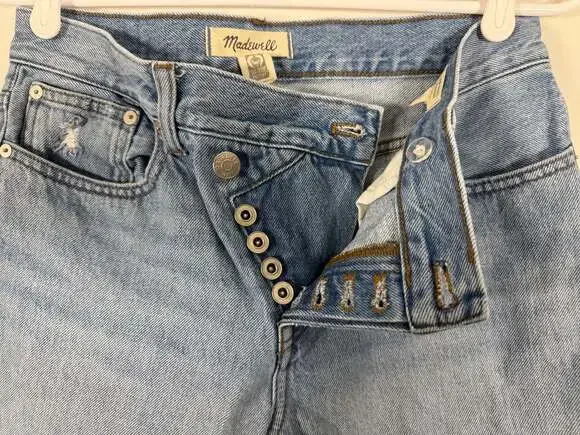Madewell Low-Slung Straight Jeans 26P Crossover Button Fly Light Wash - Picture 4 of 12